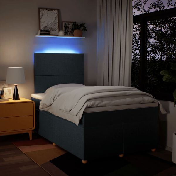 vidaXL Box spring postelja z vzmetnico moder 120x200 cm blago