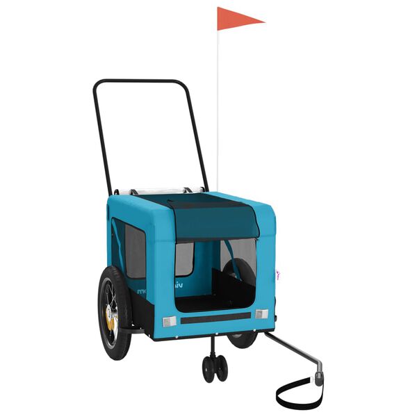 vidaXL Kolesarska prikolica za hi&scaron;ne ljubljenčke modra in črna