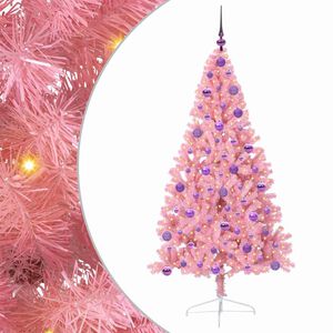 vidaXL Umjetna preddekorirana božićna jelka Roza 180 cm PVC