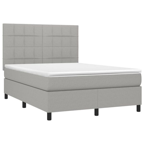 vidaXL Box spring posteljni z vzmetnico svetlo siv 140x190 cm blago