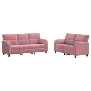 vidaXL Kavčna garnitura 2 pcs Roza Žamet