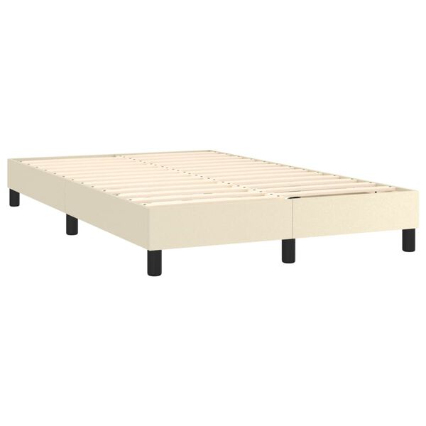 vidaXL Box spring postelja z vzmetnico krem 120x200 cm umetno usnje