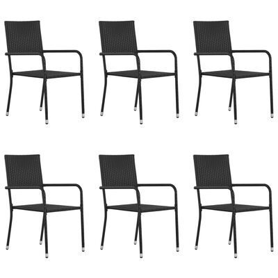 vidaXL Zunanji jedilni stoli 6 kosov poli ratan črne barve