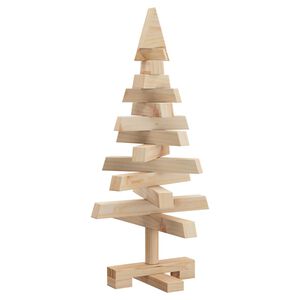 vidaXL Leseno božično drevo KOTKA 60 cm Trdna borovina Naravna
