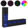 vidaXL TV zidna enota z LED 4 pcs Črna Orehovina Konstruiran les