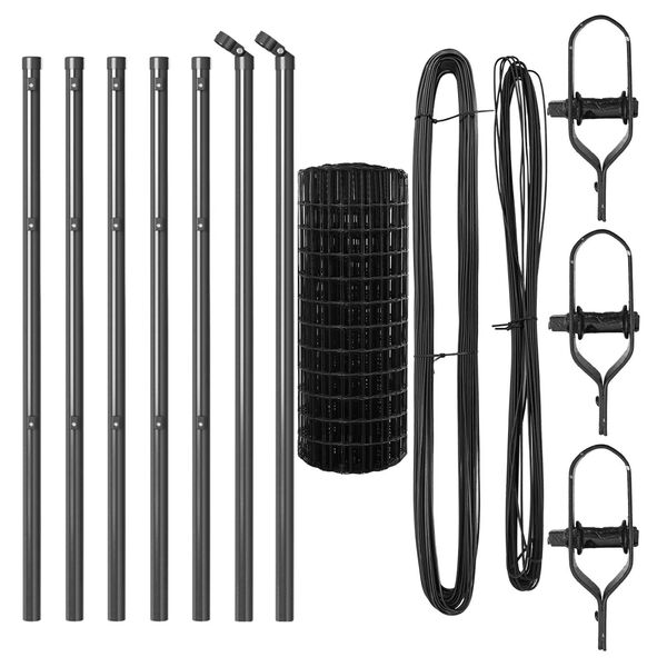 vidaXL Ograja s stebrom Siva 0,4 x 25 m Jeklo in PVC