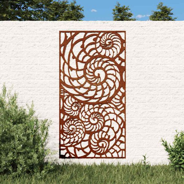 vidaXL Vrtna stenska dekoracija 105x55 cm corten jeklo &scaron;koljke
