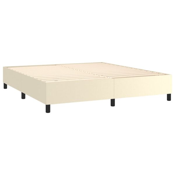 vidaXL Box spring postelja z vzmetnico krem 180x200 cm umetno usnje