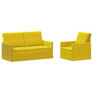vidaXL Kavčna garnitura 2 pcs Rumena Žamet