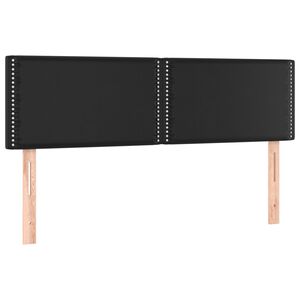 vidaXL Posteljno vzglavje črna 144x5x78/88 cm umetno usnje