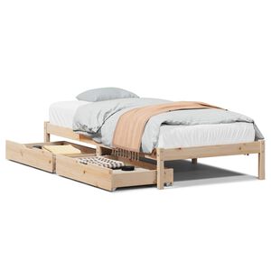vidaXL Posteljni okvir brez vzmetnice 75x190 cm trdna borovina