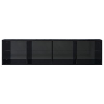vidaXL Knjižna / TV omara visok sijaj črna 36x30x143 cm iverna plošča
