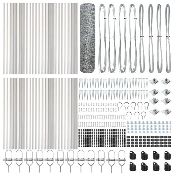 vidaXL Steber ograje. srebrna 100 x 0,5 m (50 mm mreža) Jeklo