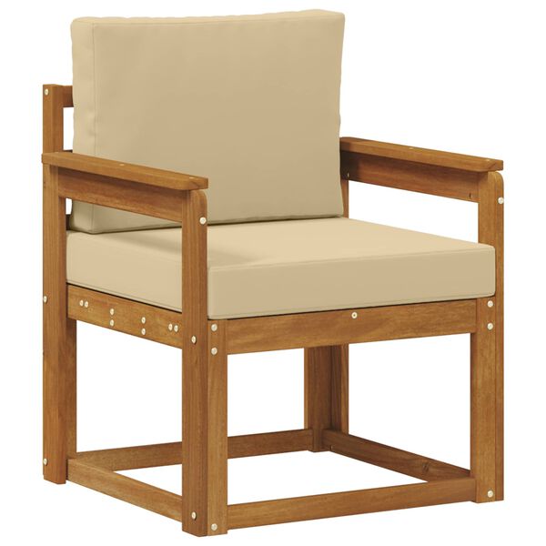 vidaXL Zunanji kavč Masivno akacijevo les in poliester Naravna