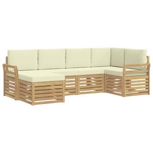 vidaXL Zunanja garnitura za sedenje 6 pcs Bela in krem Poliester