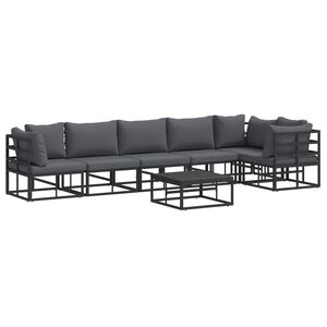 vidaXL Vrtna sedežna garnitura 7 kos Črna Aluminij