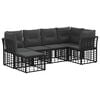 vidaXL Zunanja garnitura za sedenje z blazino 6 pcs Črna Poliester
