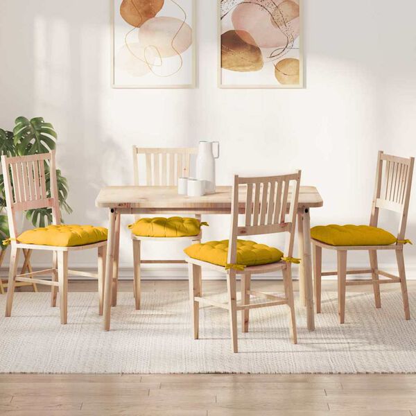 vidaXL Sedežne blazine 4 pcs Svetlo rumena 40 x 40 x 6 cm