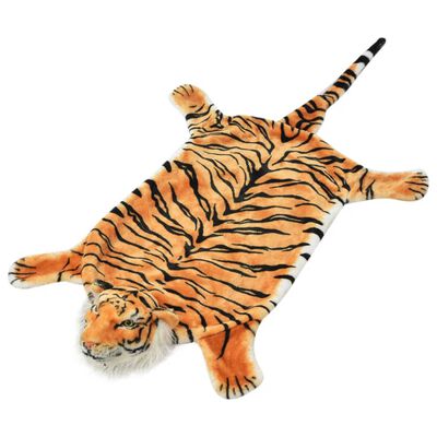 vidaXL Plišasta preproga tiger 144 cm rjave barve