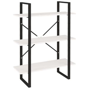 vidaXL Knjižna omara 3-nadstropna bela 80x30x105 cm trdna borovina