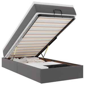 vidaXL Otomanski posteljni okvir z vzmetnico siv 100x200 cm um. usnje