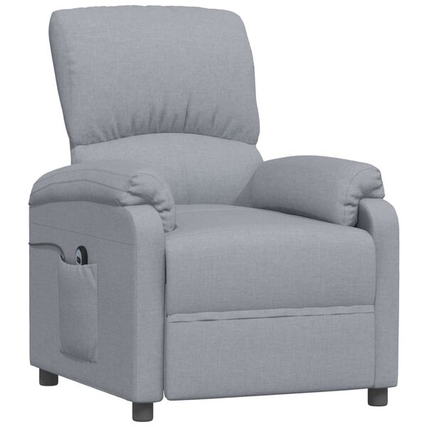 vidaXL Stol s funkcijo vstajanja svetlo sivo blago