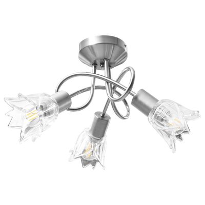 vidaXL Stropna svetilka s prozornimi senčniki za 3 E14 žarnice tulipan