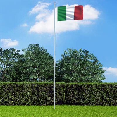 vidaXL Zastava Italije in aluminijast zastavni drog 4 m