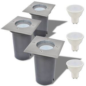 vidaXL Zunanje LED talne svetilke 3 kosi kvadratne