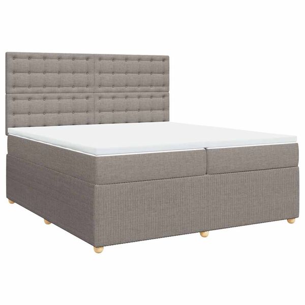 vidaXL Box spring postelja z vzmetnico taupe 200x200 cm blago