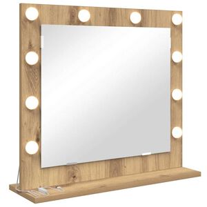 vidaXL Ogledalo za toaletno mizico Umetni hrast 60 x 55 x 18 cm