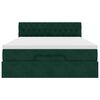 vidaXL Otomanska postelja z vzmetnico & LEDs temno zelena 140x200cm