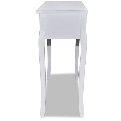 vidaXL Toaletna konzolna mizica s tremi predali bele barve