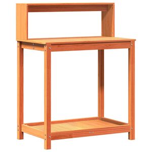vidaXL Miza za sajenje s policami rjava 82,5x50x109,5 cm borovina