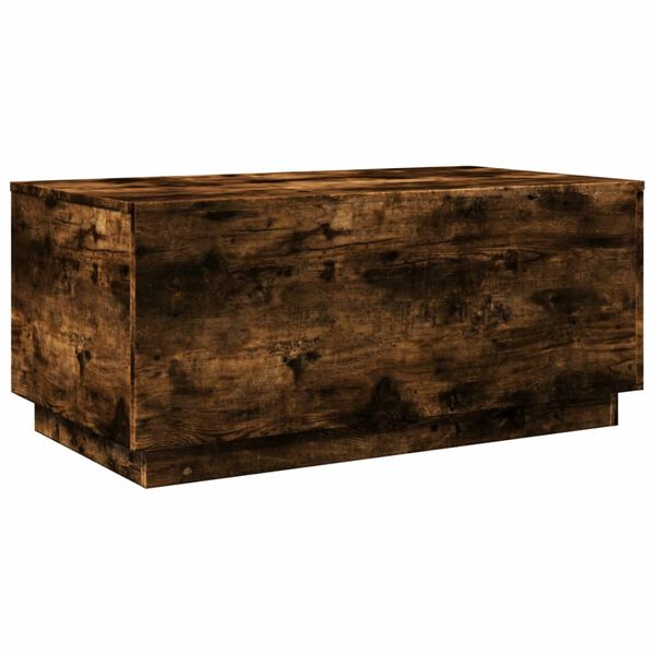 vidaXL Klubska mizica z LED lučkami dimljeni hrast 90x50x40 cm