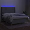 vidaXL Box spring postelja z vzmetnico LED svetlo siva 140x190cm blago