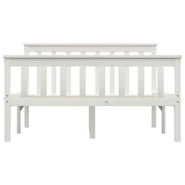 vidaXL Posteljni okvir bel iz trdne borovine 120x200 cm