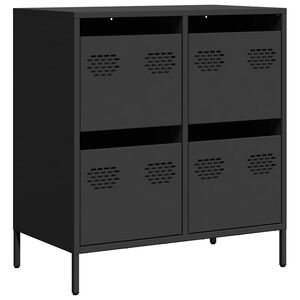 vidaXL Komoda črna 68x39x73,5 cm hladno valjano jeklo