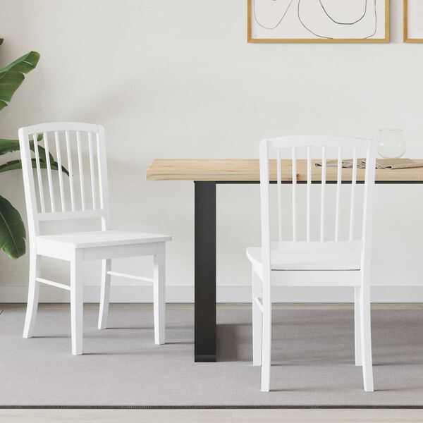 vidaXL Jedilni stoli 2 pcs Bela 50 x 52,5 x 91 cm Masivno gumovo les