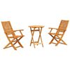 vidaXL Zložljiv bistro set 3 kos Rjava Masiven les akacije