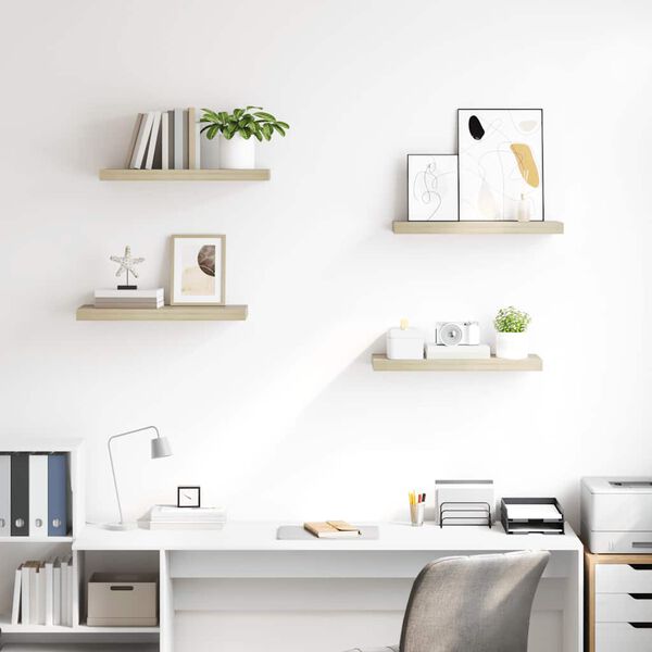 vidaXL Stenske police 4 kosi barva hrasta 60x23,5x3,8 cm MDF