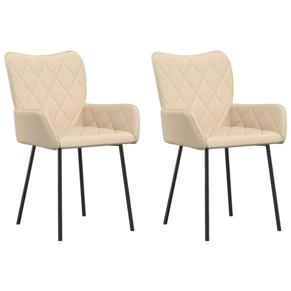 vidaXL Jedilni stoli 2 kosa krem blago