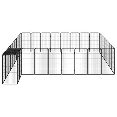 vidaXL Pasja ograda s 34 paneli črna 50x100 cm prašno barvano jeklo