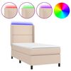 vidaXL Box spring postelja z vzmetnico LED kapučino 80x200cm um. usnje
