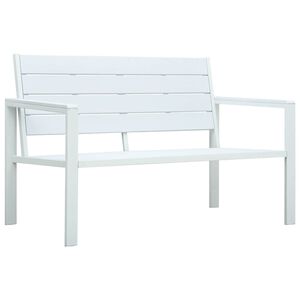 vidaXL Vrtna klop 120 cm HDPE bela videz lesa