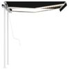 vidaXL Avtomatska tenda LED + senzor 3x2,5 m antracitna