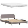 vidaXL Postelja z vzmetnico taupe 160x200 cm blago