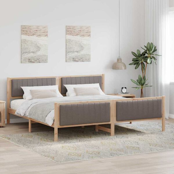 vidaXL Kovinska posteljna konstrukcija Rjava in taupe 200 x 200 cm