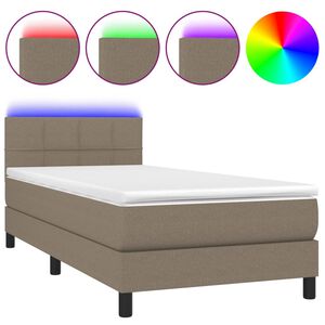 vidaXL Box spring postelja z vzmetnico LED taupe 80x200 cm blago
