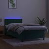 vidaXL Box spring postelja z vzmetnico LED tem. zelena 80x200 cm žamet